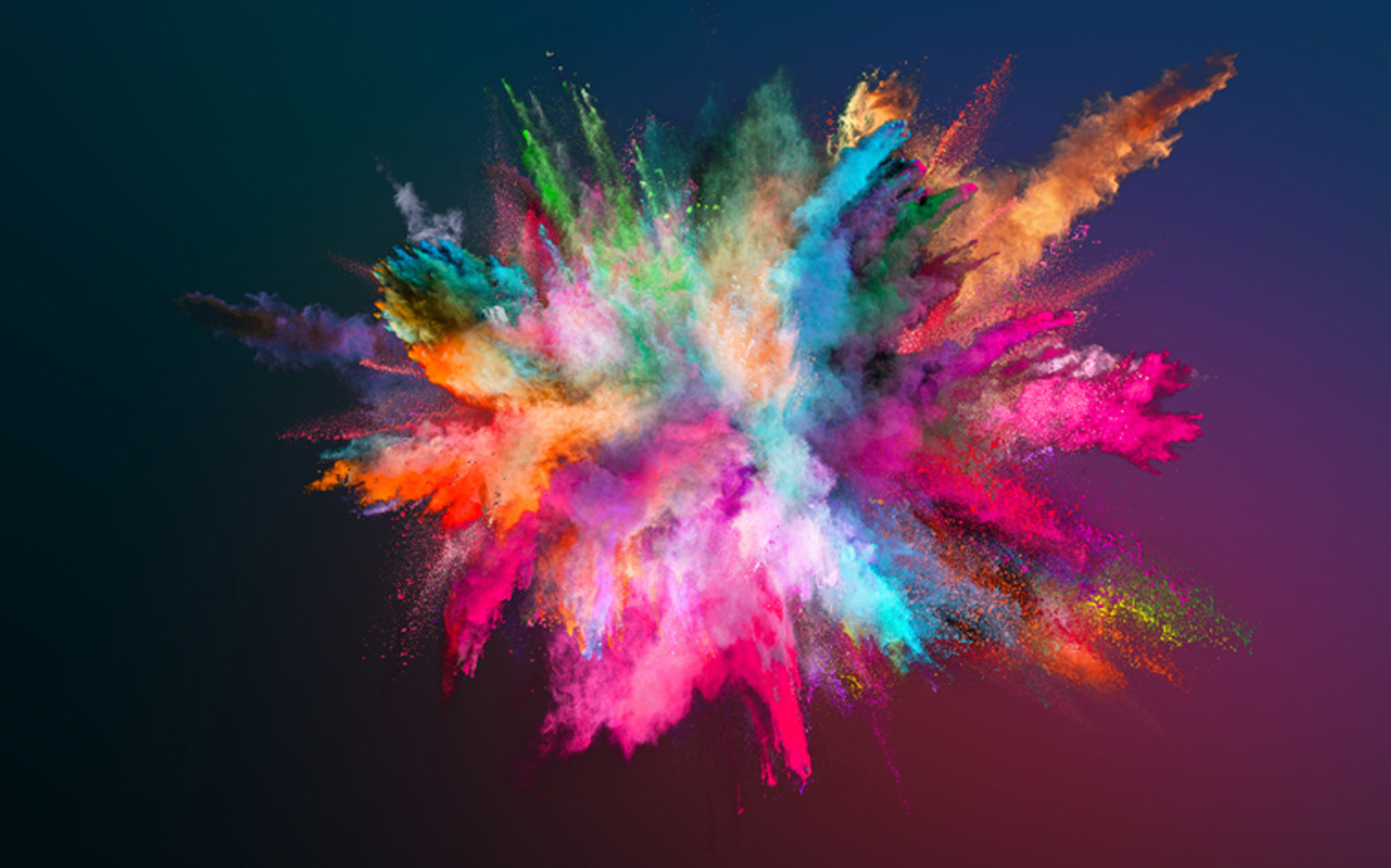 Colored powder explosion on gradient background. - Incus